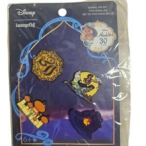 Loungefly Disney Aladdin 30th Anniversary 4 Piece Pin Set NWT